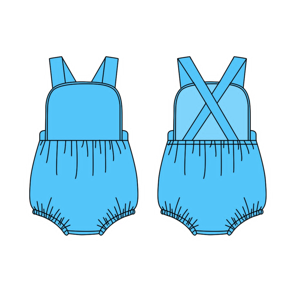 Baby Boys Girls Blue Strap Ruffle Rompers Preorder