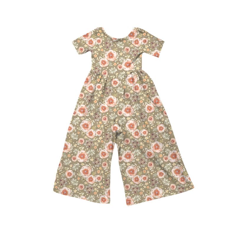 Baby Girls Short Sleeve Colorful Flowers Jumpsuits Preorder