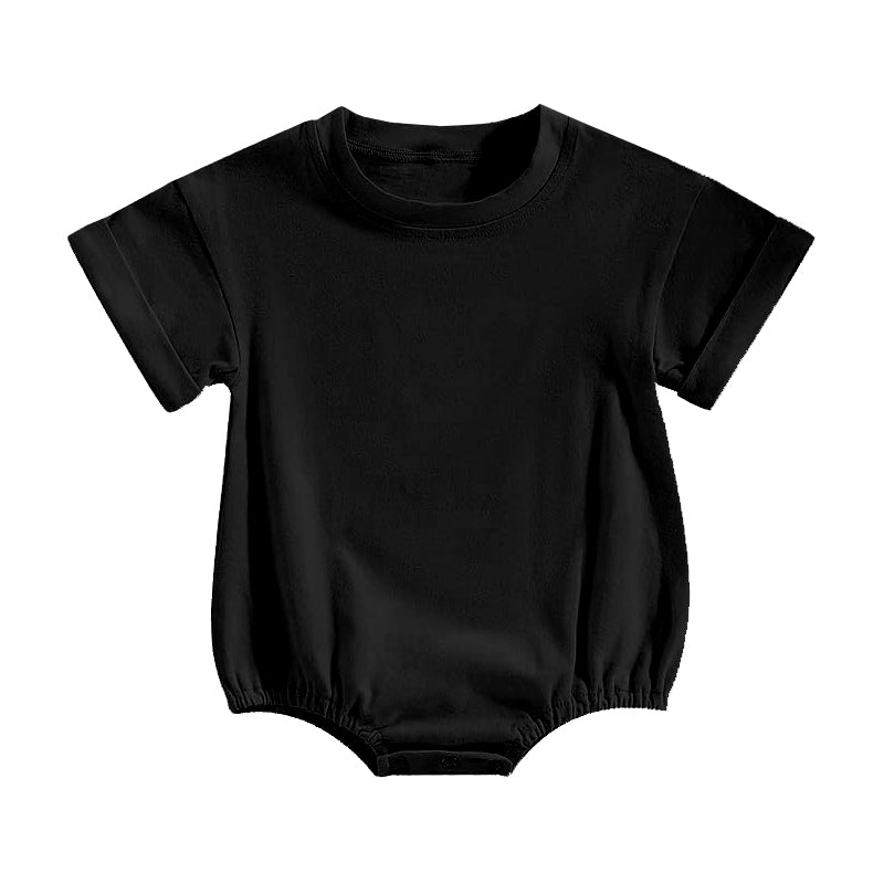 Baby Kids Short Sleeve Black Cotton Rompers Preorder