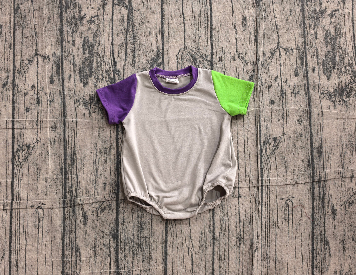 Baby Boys Short Sleeve Purple Grey Green Patchwork Rompers