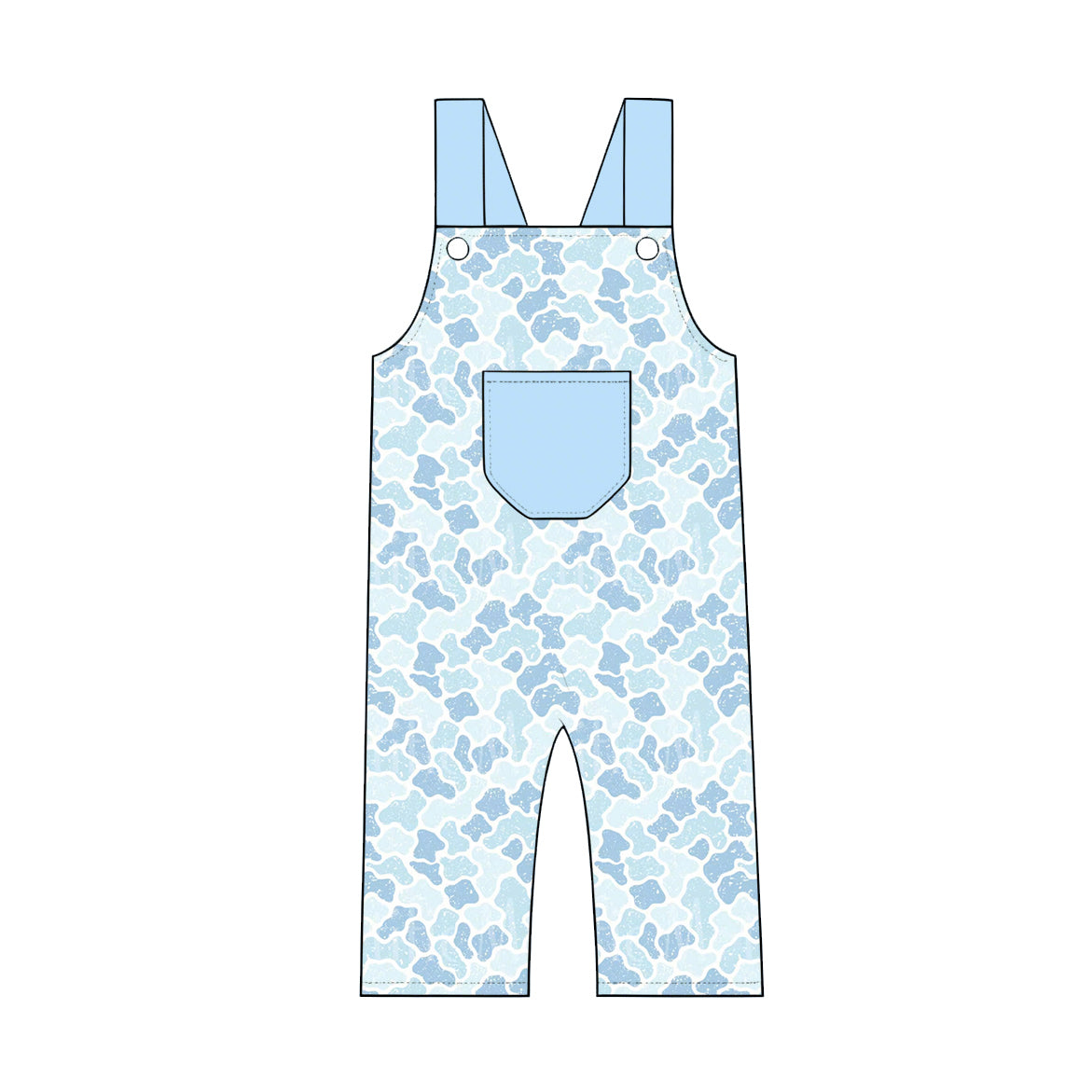 Baby Boys Strap Southern Light Blue Camo Pocket Pant Rompers Preorder