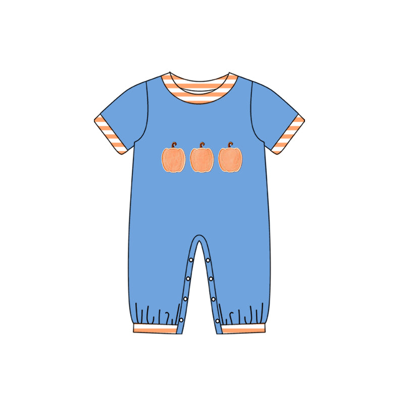 Preorder moq 5 Baby Boys Short Sleeve Pumpkins Fall Pant Rompers