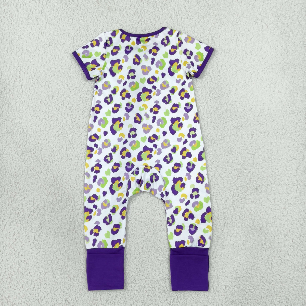 Sibling Baby Girls Mardigras Leopard Ruffle Pajamas Set Dress Zip Rompers