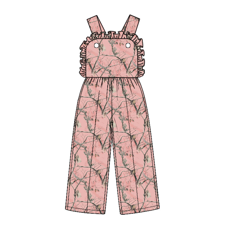 Baby Girls Strap Pink Leaves Camo Pant Jumpsuits Preorder