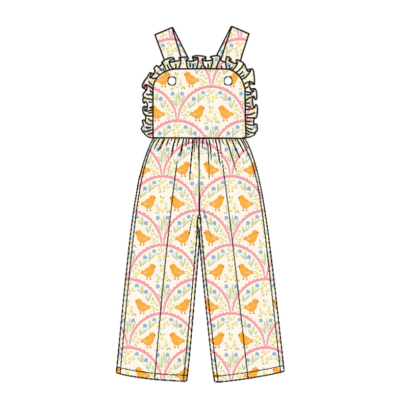 Baby Girls Strap Flowers Chicks Easter Pant Jumpsuits Preorder