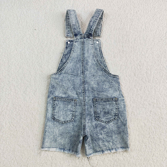 baby girls cow western denim summer shorts overalls