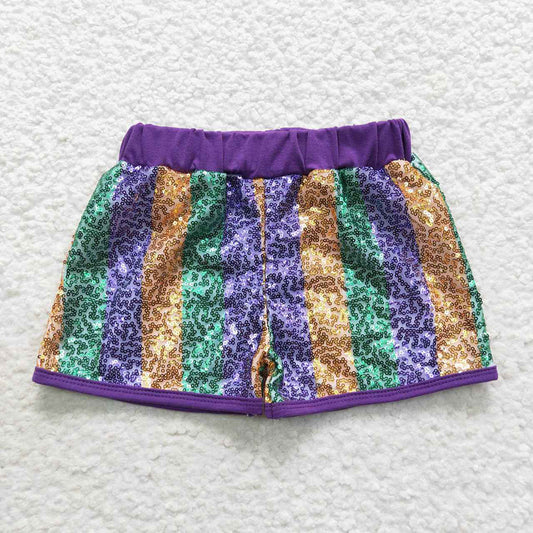 Sibling Baby Girls Colorful Stripe Sequin Shorts Bottoms