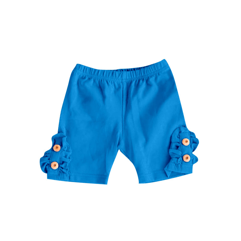 Baby Girls Summer Royal Blue Cotton Buttons Shorts Preorder