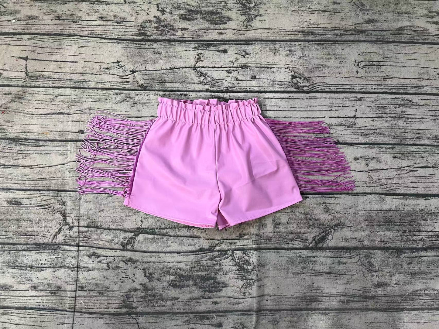 Baby Girls Pink Tassel Pleather Shorts