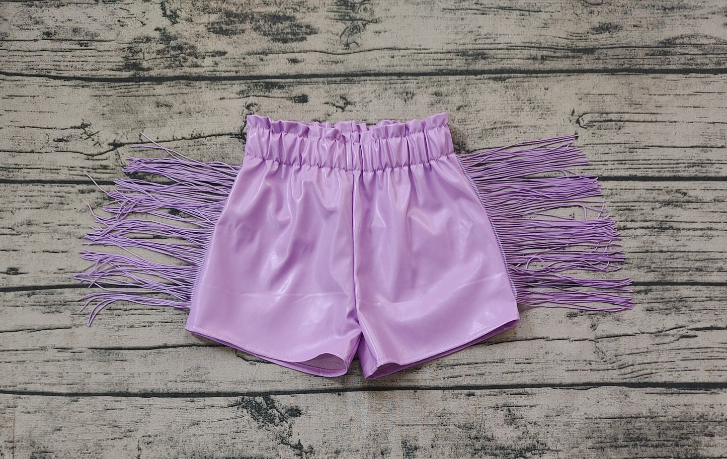 Baby Girls Lavender Tassel Pleather Shorts