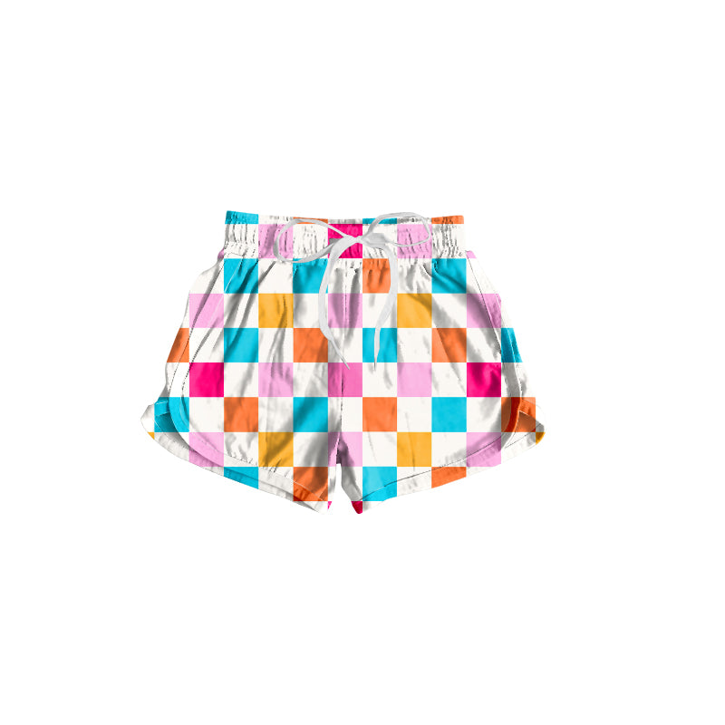 Baby Girls Colorful Checkered Elastic Sports Shorts Preorder