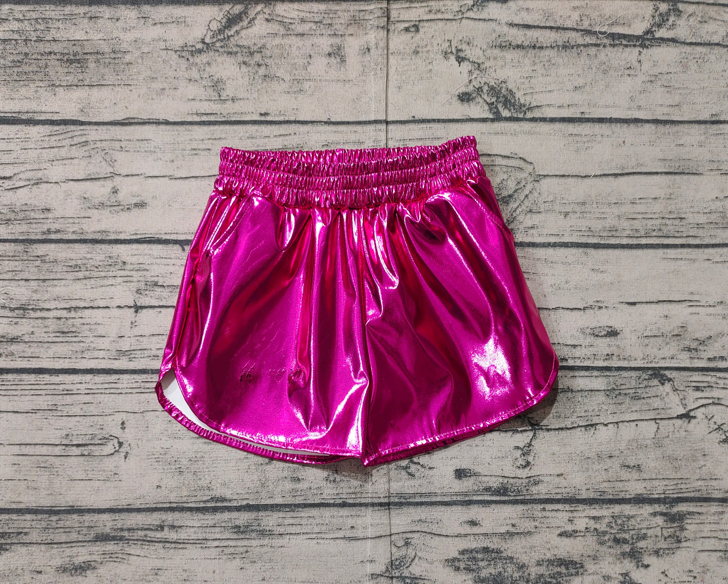 Baby Girls Hotpink Pocket Leather Elastic Bottom Shorts