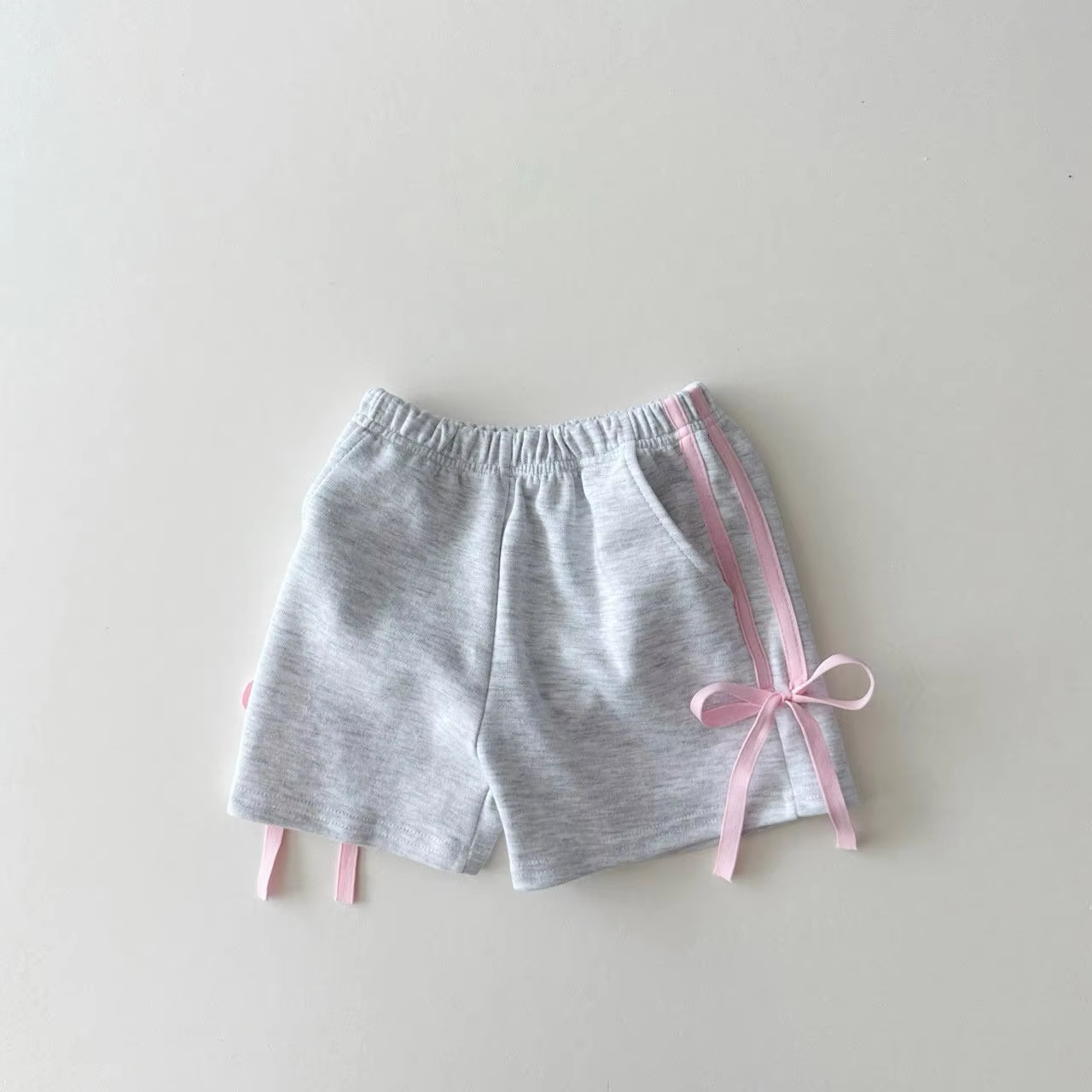 Baby Girls Grey Cotton Bow Sports Shorts Bottoms Preorder