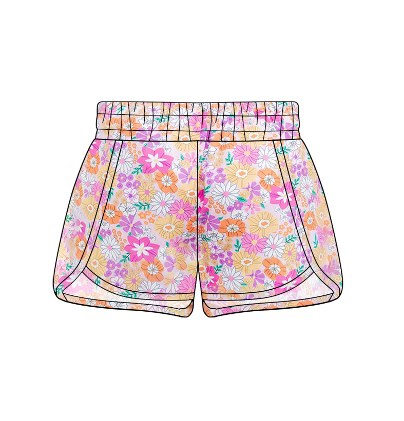 Adult Women Pink Purple Flowers Summer Shorts Preorder