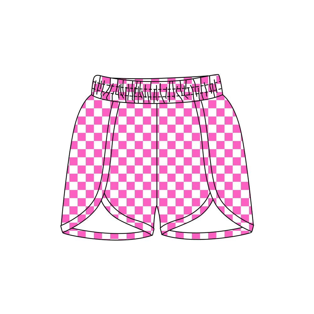Adult Women Pink Checkered Summer Shorts Preorder