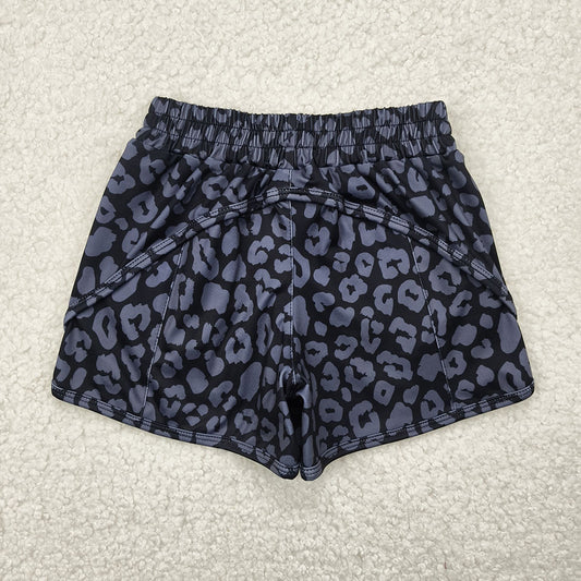 Baby Girls Black Leopard Yoga Shorts Bottoms