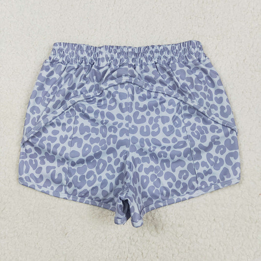 Adult Women Gray Leopard Yoga Summer Shorts