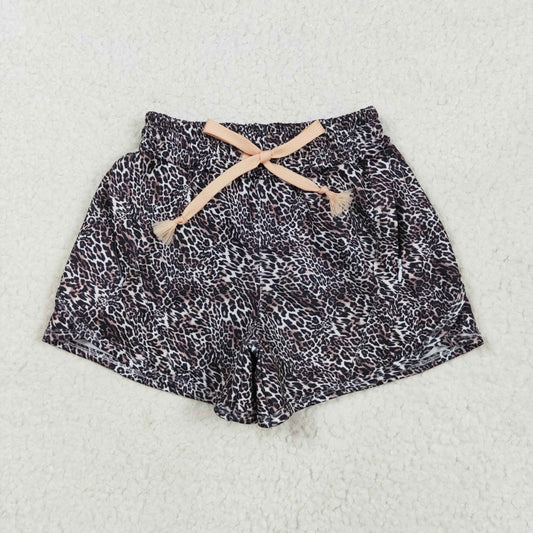 Sibling Baby Girls Leopard Yoga Athletic Shorts Bottoms