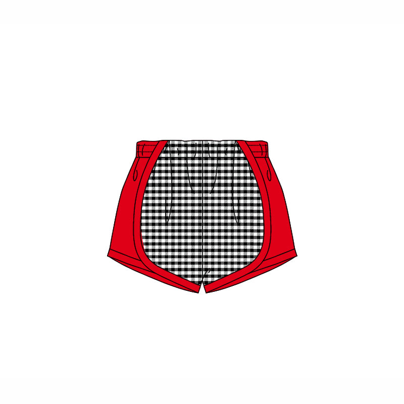 Preorder moq 5 Baby Girls Red Black Plaid Shorts Bottoms