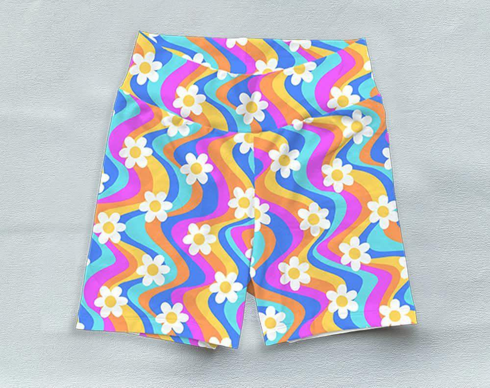 Preorder moq 5 Baby Girls Colorful Stripe Flowers Biking Shorts Bottoms