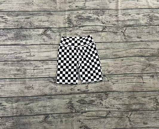 Baby Girls Black White Plaid Yoga Biking Shorts Bottoms