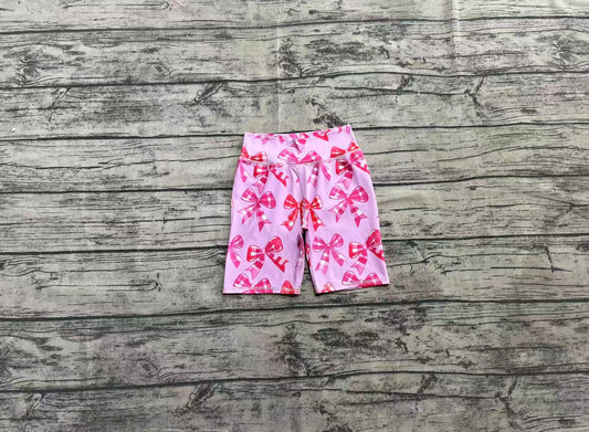 Baby Girls Pink Plaid Bows Yoga Biking Shorts Bottoms