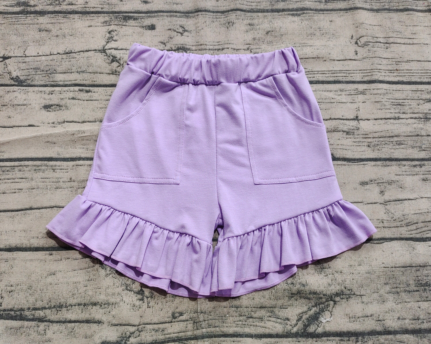 Baby Girls Lavender Pockets Summer Cotton Ruffle Short Bottoms