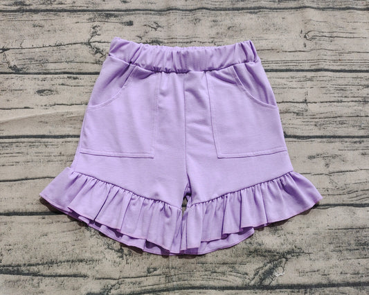 Baby Girls Lavender Pockets Summer Cotton Ruffle Short Bottoms