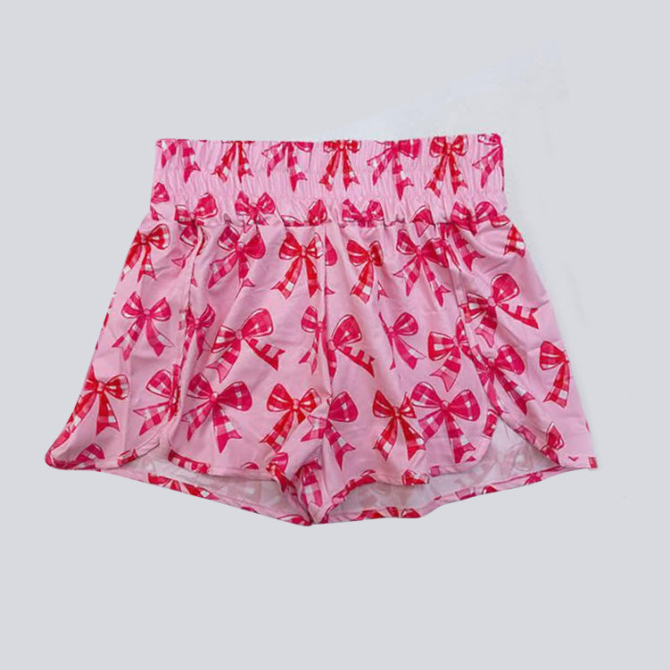 Adult Women Pink Bows Yoga Summer Shorts Preorder