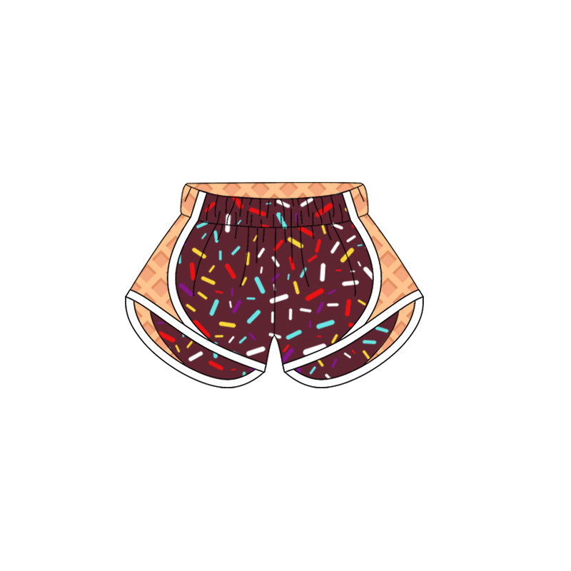 Baby Girls Brown Ice-cream Drip Yoga Shorts Bottoms Preorder