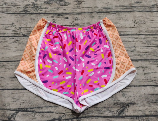 Adult Women Pink Ice-cream Drip Yoga Shorts Bottoms
