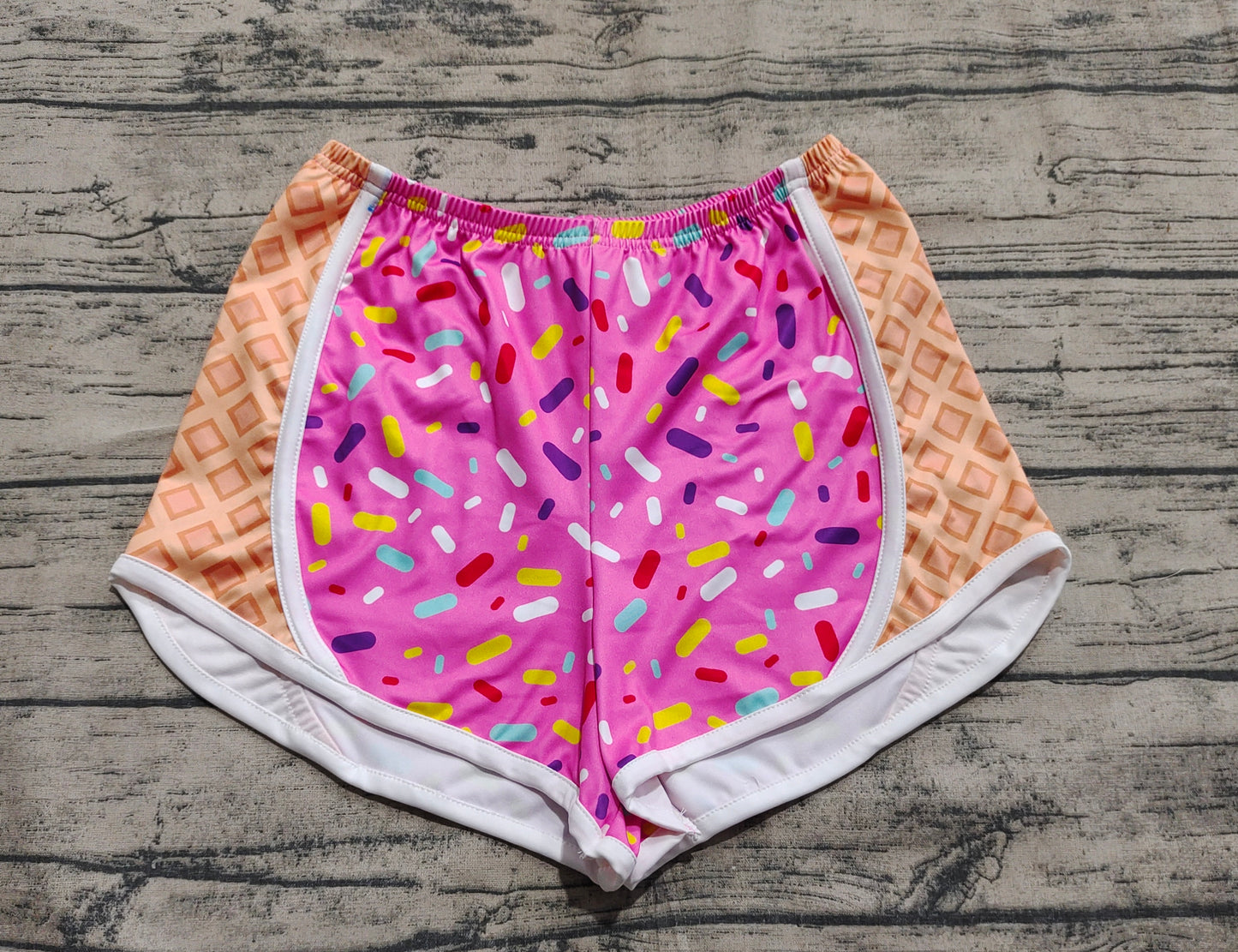 Adult Women Pink Ice-cream Drip Yoga Shorts Bottoms