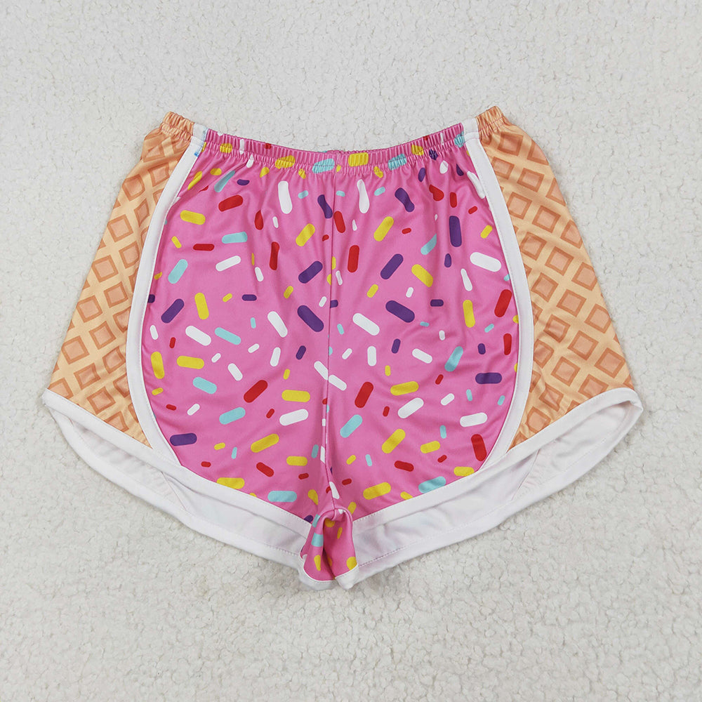 Mommy and me Baby Girls Pink Ice-cream Drip Yoga Shorts Bottoms