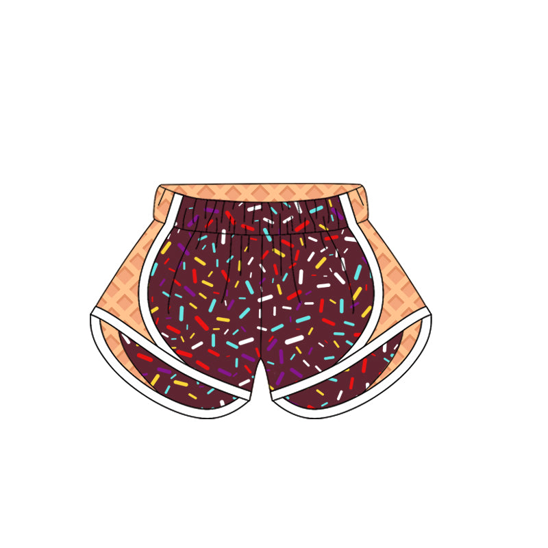 Adult Women Brown Ice-cream Drip Yoga Shorts Bottoms Preorder