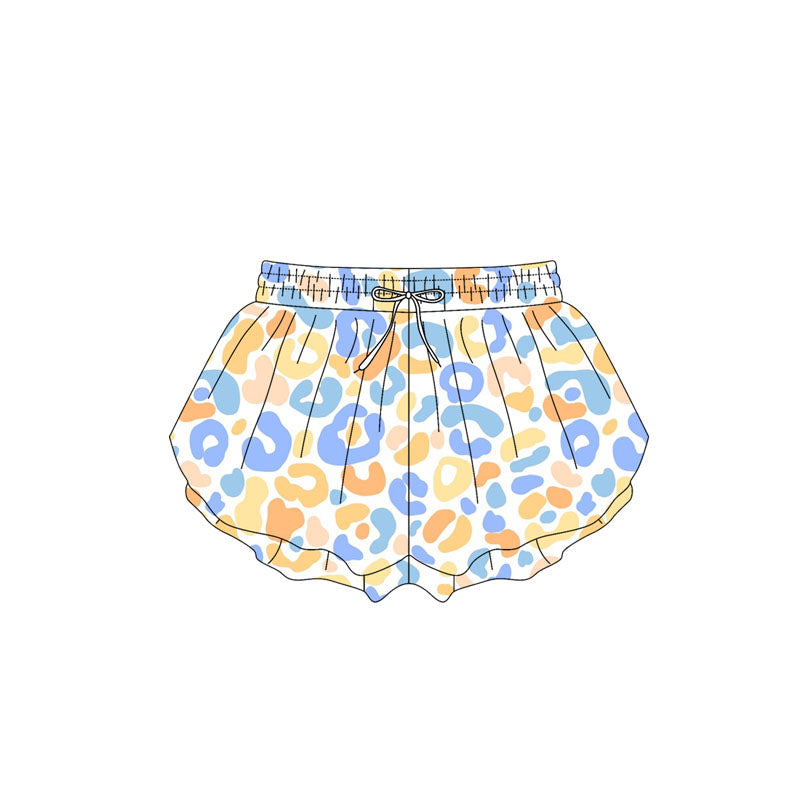 Preorder moq 5 Baby Girls Blue Yellow Leopard Summer Shorts Bottoms