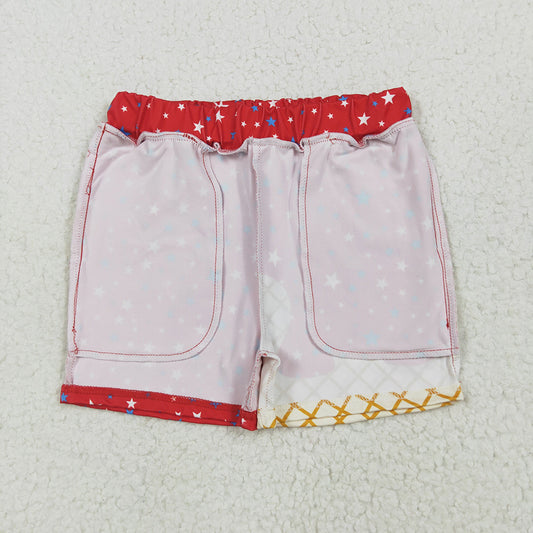 Baby Boys Red Drip Stars Pockets Team Shorts Bottom
