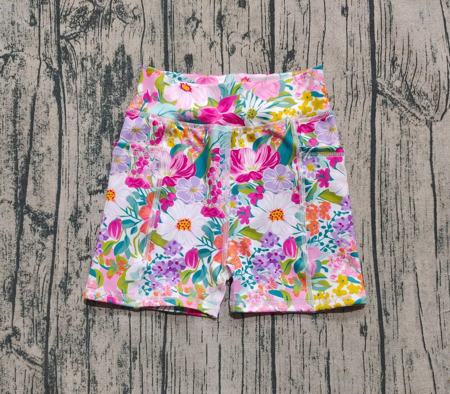 Baby Girls Pink Floral Yoga Short Bottoms