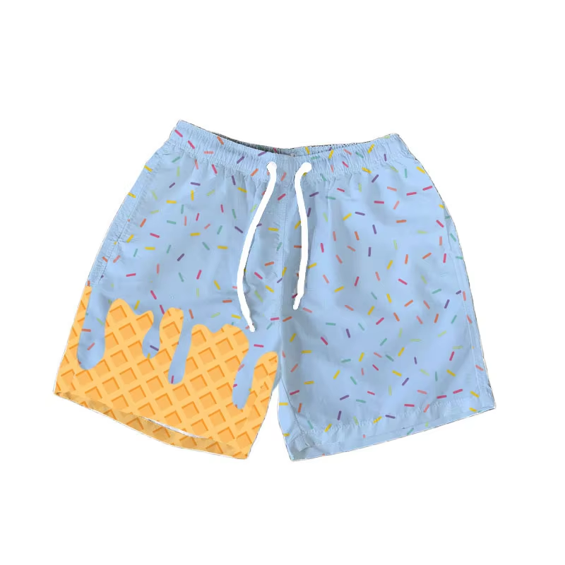 Preorder moq 5 Baby Girls Light Blue Ice Cream Drip Summer Shorts Bottoms