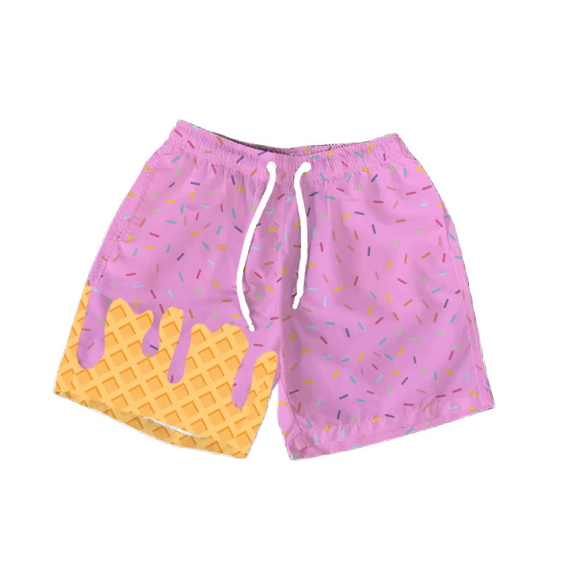 Preorder moq 5 Baby Girls Light Pink Ice Cream Drip Summer Shorts Bottoms
