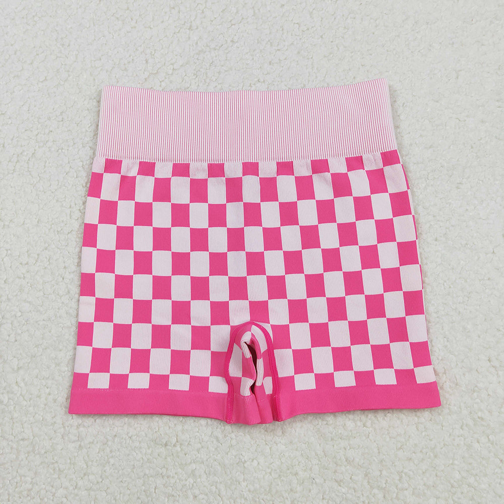 Adult Women Pink Checkered Knitted Yoga Bottoms