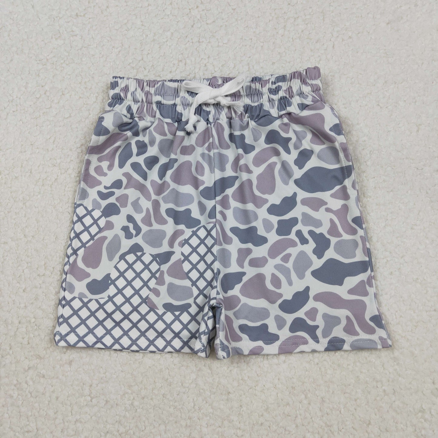 USA Shop Baby Boys Light Grey Camo Drip Team Pockets Bottom Shorts