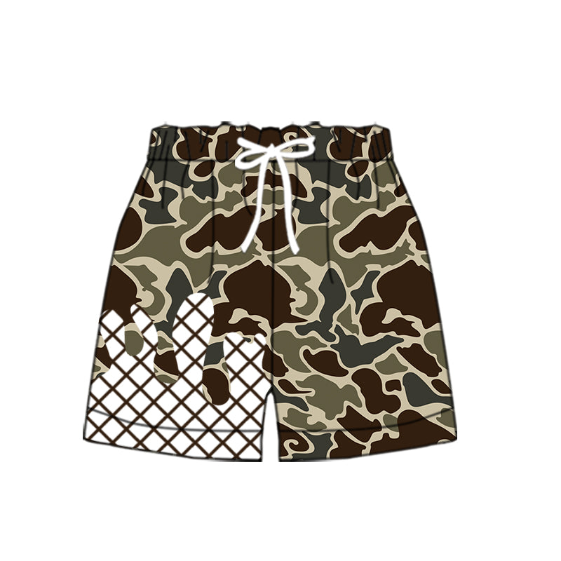 Baby Boys Dark Brown Camo Drip Team Shorts Bottom Preorder