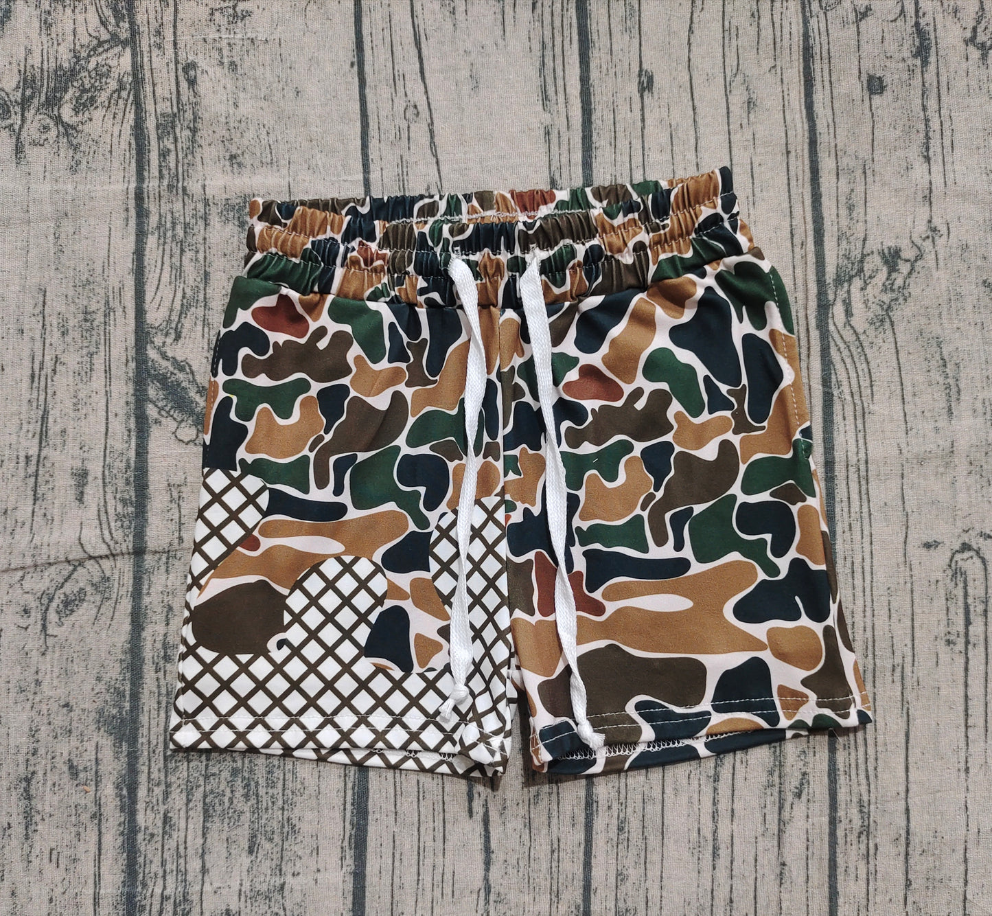 Baby Boys Dark Green Camo Drip Southern Team Shorts Bottom
