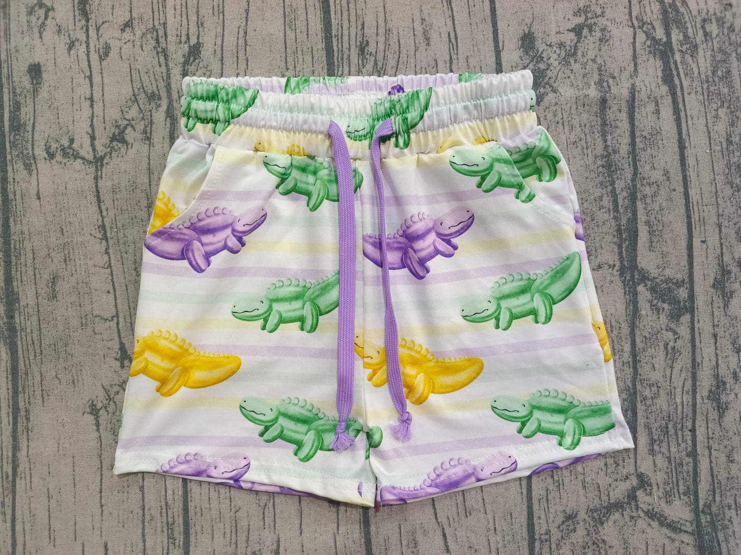 Baby Girls Mardigras Crocodiles Stripe Pockets Shorts Bottom