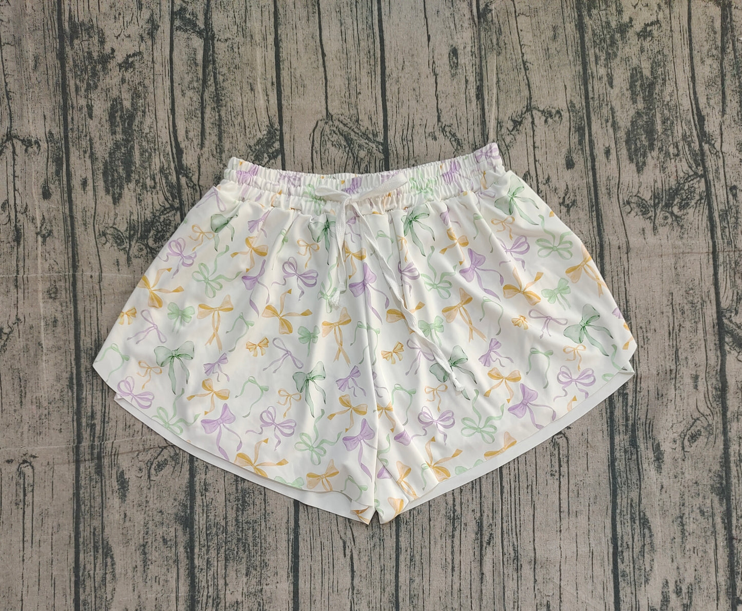 Adult Women Mardigras Bows Ruffle Yoga Shorts Bottoms