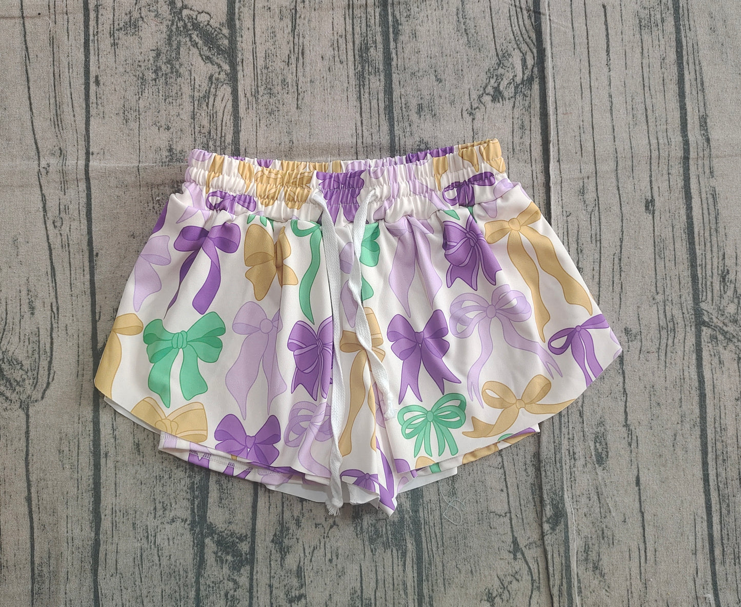 Baby Girls Mardigras Bows Plaid Yoga Active Shorts Bottoms