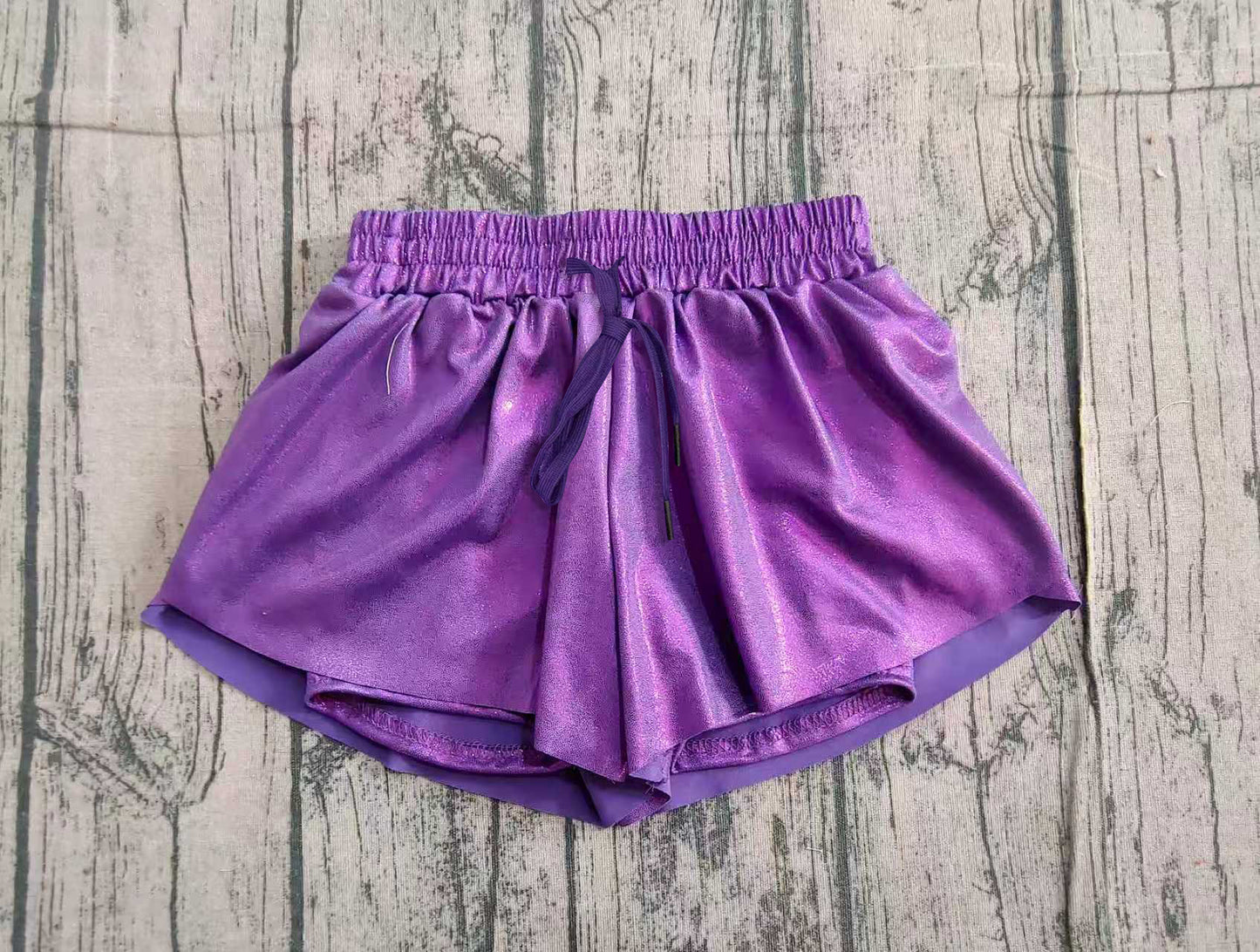 Baby Girls Purple Leather Ruffle Shorts Bottoms
