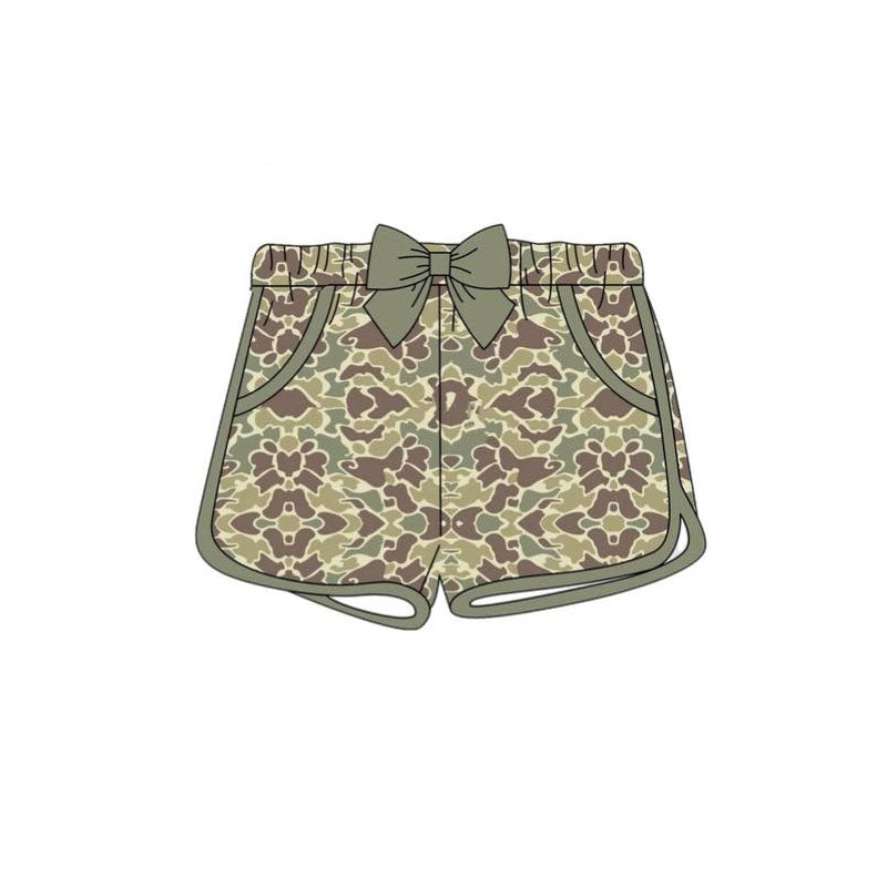 Baby Girls Khaki Camo Pockets Bow Shorts Bottoms Preorder