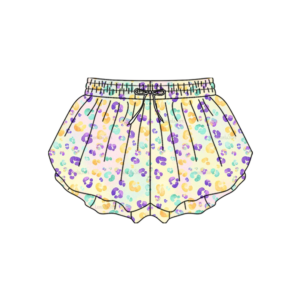 Baby Girls Mardigras Leopard Yoga Ruffle Shorts Bottom Preorder
