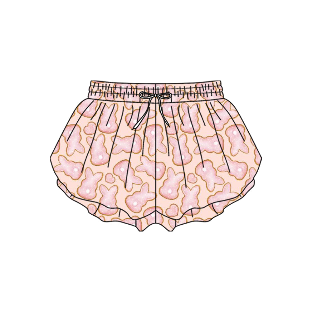 Baby Girls Pink Hearts Rabbits Easter Yoga Ruffle Shorts Bottom Preorder